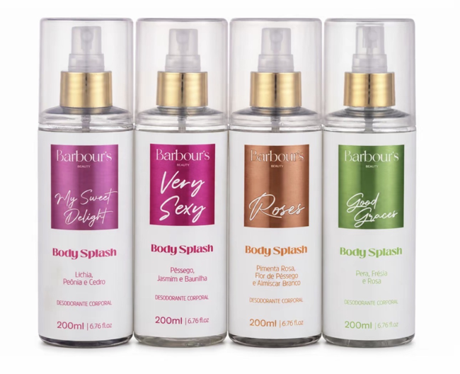Combo com quatro frascos de perfume feminino com fragrâncias diferentes